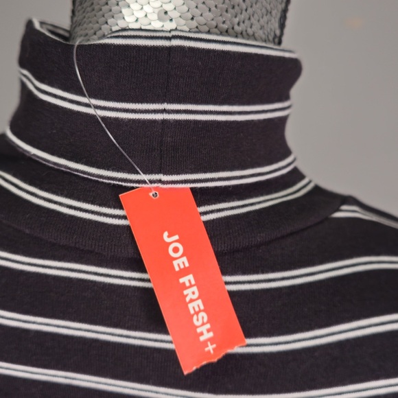 NWT Joe Fresh Striped Black and White Turtleneck Midi Dress. 2x - Picture 4 of 5